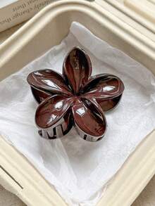 3pcs/1pc Women's 8cm/3.15in Brown White Tortoiseshell Flower Shape Fairy Cute Large Lightweight Plastic Hair Claw Clip Fashion Versatile Premium Elegant Elegant Minimalist Style Solid Color Hair Accessory Suitable For Daily Wear, Casual, Party, Commute, Vacation, Hair Styling, Ponytail, Updo, Face Washing, Bathing, Makeup, Outfit Matching, Hair Ornament, Headpiece, Hair Accessory - Multicolor - View 4