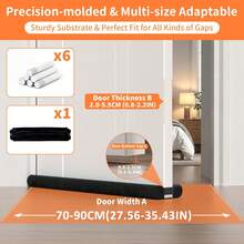 BKSAI 1pc Black Windproof Soundproof Door Draft Stopper, Minimalist Soft Fabric Cylindrical Design Without Adhesive, Windproof Soundproof Noise Blocker, Suitable For Home Bedroom In Winter - Black - View 9