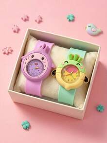 2pcs/Set Children Cute Cartoon Fruit Silicone Watch Set, No Packaging Box, Suitable For Back To School, Vacation And Holiday Children's Daily Wear Wristwatch - Multicolor - View 7