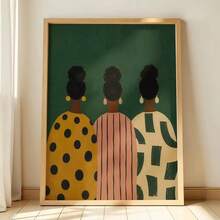 1pc Framed/Unframed Bohemian African Fashion Poster, African Girl Woman Folk Art Wall Decor, Vintage Minimalist Aesthetic Scroll Painting, Suitable For Hallway, Living Room, Bedroom Modern Home Decor - A - View 6