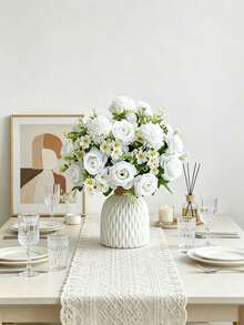 1pc Artificial Rose Flower, Suitable For Home, Wedding, Party Decoration, Table Centerpiece, Valentine's Day, Birthday Gift, Graduation Ceremony And Other Occasions - White - View 8