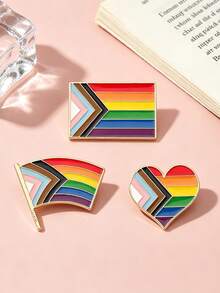 Rainbow Pride Enamel Pin Set - Colorful Heart & Flag Symbol Brooch Collection For Bag & Jacket - Multicolor - View 5