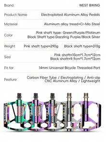 WEST BIKING Bicycle Pedals 3-Bearing Wide Anti-Slip Aluminum Alloy Pedals Personalized Cycling Gear Accessories - Multicolor - View 3
