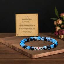 1pc Elegant Bohemian Style Women's Bracelet With MOM Letter Elastic Design, Ideal Birthday/Christmas Gift, Fashionable Casual Daily Wear - Bracelet - View 6