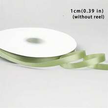 10 Yards Fresh Matcha Green Single-Sided Dense Satin Ribbon | Gift Wrapping, Floral Decoration, Clothing Accessory, Handmade DIY, Home Decor Multi-Purpose, Smooth Texture, Creates Exquisite Styles, Suitable For Daily Dressing And Gift Decoration (0.6cm/1cm/1.5cm/2.5cm/2cm) - Matcha Green - View 8