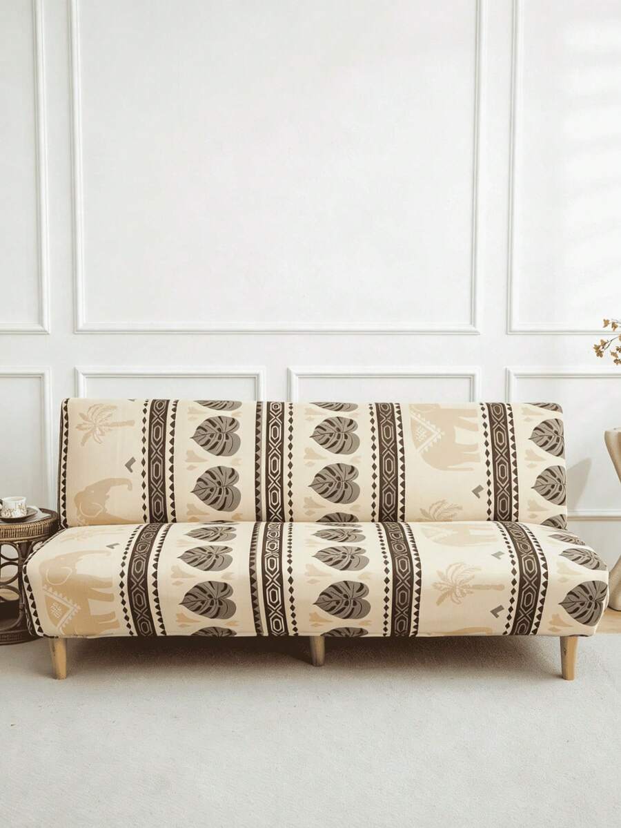 1pc Sofa Bed Cover Printed High Elasticity Easy Installation Multiple Sizes Plant Leaf Pattern Printed All Seasons Home Essential - Multicolor - View 1