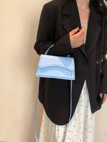 Mini Fashion Handheld Women's Bag Spring/Summer New Solid Color Flap Multi-Use Crossbody Small Square Bag Embossed Casual Shoulder Crossbody Commuter Bag - Sky Blue - View 4