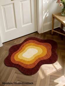 1pc Summer New Arrival, Retro Warm Tone Wavy Shaped Living Room Rug, Water-Absorbent Soft Skin-Friendly Carpet, Suitable For Room, Porch And Indoor Decor - Decorative Rug, Bedroom Decor, Small Rug, Carpet, Home Decor, Living Room Rug, Living Room Small Rug, Bedroom Rug, Living Room Home Decor, Outdoor Rug, Washable Rug - Multicolor - View 15
