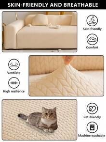 1pc Stretchable Pet-Friendly Sofa Cover, All-Season Slouchy Sofa Slipcover, Living Room Non-Slip Sofa Protector, Fully Dust-Proof - Multicolor - View 4