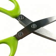 1pc 5-Layer Stainless Steel Scallion Scissors, Multi-Function Kitchen Shears With Cleaning Brush, Home Use Vegetable, Seaweed, Baby Food Scissors - Green - View 9