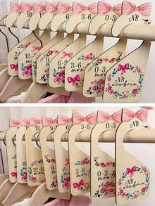 1 Set Baby Closet Dividers, Wooden Baby Clothing Classification Labels, Monthly Age Organizer Hanging Tags NB‑24M+ - Multicolor - View 8