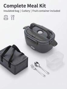 Herrfilk Electric Portable Food Heating Box, Car And Home Universal, Leak-Proof, With 1.5L Detachable Stainless Steel Inner Liner, Suitable For Truck Drivers To Heat Lunch Box - Gray-black - View 5