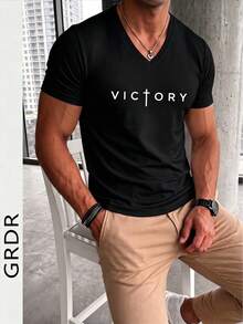 GRDR 男士时尚V领短袖衬衫，适合户外休闲穿着，夏季 - 藏蓝色 - 查看 7