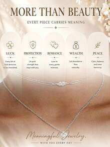 2pcs European And American Popular Geometric Necklace Niche Design Rhinestone Collarbone Chain Fashion Versatile Accessory - Silver - View 4