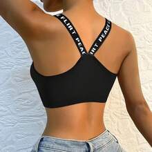 Top Deportivo Transpirable y Sexy sin Costuras para Mujer, Sujetador Deportivo de Alto Impacto para Gimnasio, Fitness, Yoga, Ropa Deportiva, Sujetador Push Up - Negro - Ver 5
