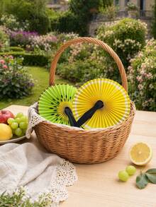 10pcs Foldable Small Round Fans, 4 Different Fruit Patterns (Random Colors), Including Watermelon, Orange, Lemon And Kiwi Fruit Designs, Ideal For Parties, Sports Events, Weddings And Holiday Celebrations - Multicolor - View 9