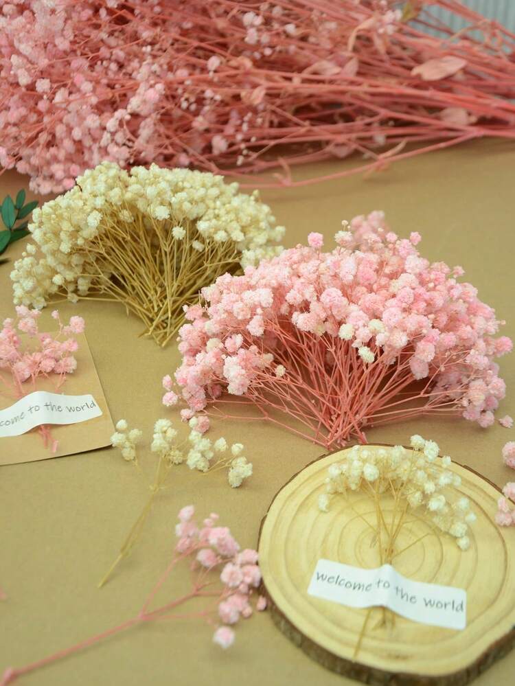 25/50/100/150/300件迷你滿天星與其他人造花 - 用於手工藝、髮飾、婚禮花環、桌面布置、家居裝飾等 - 櫻花粉+米色 - 查看 6