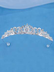 KOVLYNE 1Pc Gold Filigree Rhinestone Bridal Tiara - Curved Crystal Half Crown Headband, Styling Supplies For Wedding, Prom & Formal Party ﻿ - Multicolor - View 9
