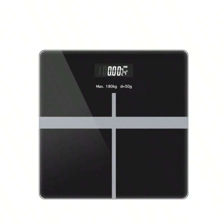 Digital Bathroom Scale | High-Precision Weighing Scale With LCD HD Display And Temperature Display, KG And LB Switchable, Extra-Wide Weighing Pan, Electronic Weighing. - Black - View 1