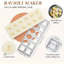 5 Pcs Ravioli Mold Set, 1 Squares Raviolis Maker Press & 3 Pasta Cutter Stamp Makers & 1 Wood Rolling Pin, Pasta Making Tool Kit For Home Kitchen Restaurant Supplies - View 3