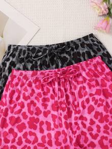 3pcs/Set Summer New Sexy Leopard Print Pajama Pants, Knitted Thin Comfortable Casual Women's Shorts, Soft Skin-Friendly Loose Pajama Bottoms - Multicolor - View 4