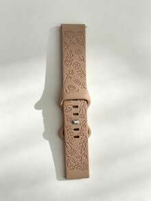 1pc Women's Silicone Watch Band, Compatible With Redmi Watch 6/5/4, Rose Embossed Pattern, Casual Breathable Silicone 8-Shaped Buckle Strap, Wristband Accessory Compatible With Mi Band 8Pro/9Pro - Apricot - View 8