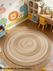 1pc Summer New Arrival, Natural Wood Style Beige Brown Gradient Round Rug, Water-Absorbent Soft Skin-Friendly Carpet, Summer Hot-Selling Decorative Mat, Decorative Rug, Bedroom Decor, Small Rug, Carpet, Home Decor, Living Room Rug, Living Room Small Rug, Bedroom Rug, Living Room Home Decor, Outdoor Rug, Washable Carpet - Multicolor - View 3