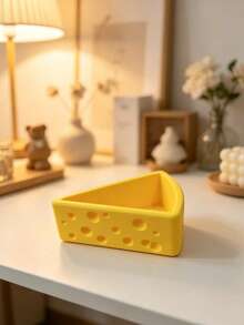 1 pieza Caja de almacenamiento de joyas con forma de queso lindo, organizador de escritorio de material PLA impreso en 3D, puede almacenar anillos/pendientes/collares, decoración de habitación estilo kawaii, bandeja de almacenamiento de accesorios pequeños para chicas - Amarillo - Ver 7