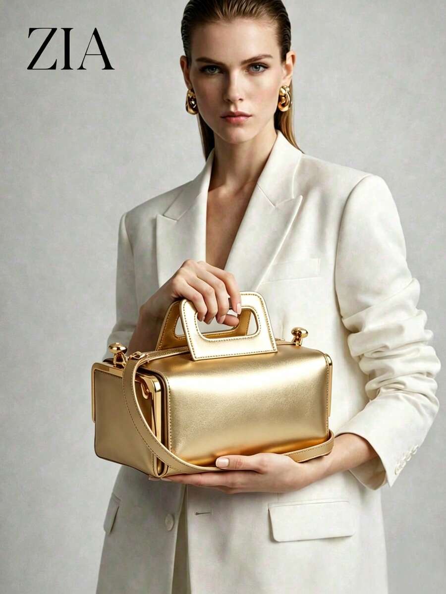 European Vintage Clasp Baguette Bag - Gold - View 1