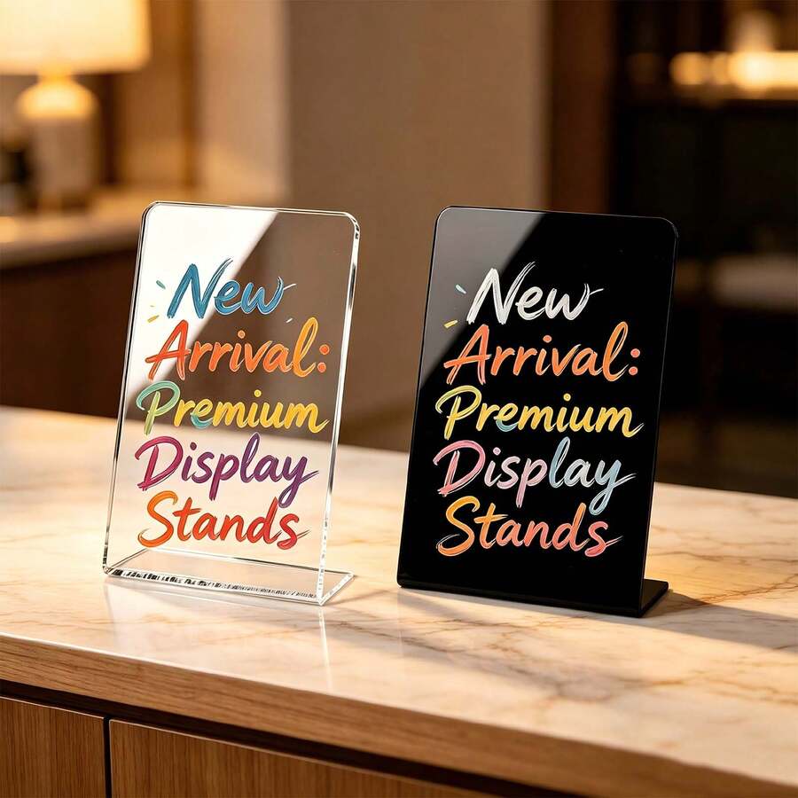 2/4Pcs, 15x16/20x26cm, Clear/Black, 3mm Thickened Acrylic, Dry Erase Writing Board, Mini Whiteboard, Wipeable Reusable Easy Clean, Freestanding, Table Sign, Restaurant, Office, Shop, Wedding, Party, Menu Holder, Message Board, Graduation, Home Decor