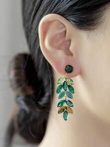 1 Pair Green Crystal Rice Earring Fashion Earrings Suitable For Daily Wear - Green - View 1