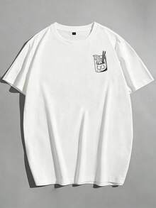 Men's Plus Size Casual Letter Pattern Round Neck Short Sleeve T-Shirt - 白色 - 查看 5