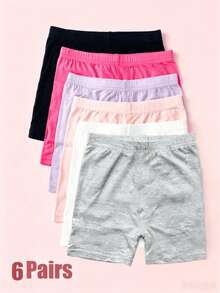 6pcs Girls Summer Safety Shorts, Elastic Comfortable Thin Multi-Color Undershorts For Skirts, Toddler Children Dance & Cycling Shorts - Multicolor - View 10