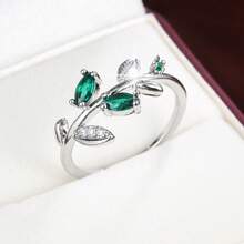 1pc Fresh Leaf Shaped Design Cubic Zirconia Women's Ring - Multicolor - View 20