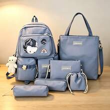Bolsa de viaje divertida, cómoda y resistente, con nylon de alta calidad, impermeable, duradero, para hombre y mujer, juego de 5 piezas, bolsa de libros adorable - Conjuntos - Ver 7