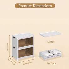 3/4/5- Layers Storage Bins With Lids , Collapsible Storage Bins With Wheels Stackable Storage Bins, Foldable Plastic Storage Containers Box Closet Organizers And Storage Bins For Bedroom And Office - 白色 - 查看 14