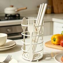 Lightweight & Space-Saving Metal Cutlery Organizer, Fork Motif Design, Easy Clean & Quick Dry Utensil Holder For Countertop, Sink Side & Dining Table Storage - View 9