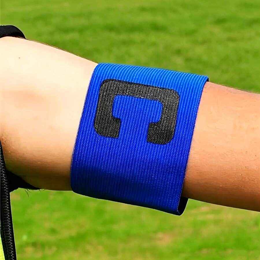 1pc Captain Football Match Armband, Wrap-Around C-Shaped Badge, Suitable For Running, Sports And Football Training. - Green - View 1