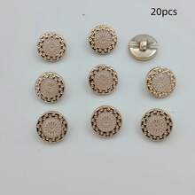 20pcs/1.5cm Fashion Personalized Minimalist Round Plastic Bohemian Style Buttons Gold Silver Buttons European And American Style Vintage High-End Retro Geometric Pattern Bowl-Shaped Buttons Handmade Sewing High-Quality Versatile Buttons DIY Decoration For Clothes Bags Hats Coats Sweaters Pants Shirts Suits - 20pcs/1.5cm Gold Geometric Pattern Buttons - View 10