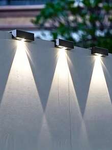 1 buah/2 buah/4 buah Lampu Dinding Tenaga Surya, Lampu Dek LED Ultra Terang, Lampu Pagar, Penerangan Luar Ruangan, Lampu Taman Tahan Air, Balkon, Pagar, Teras, Lampu Malam Tenaga Surya Dekorasi Rumah - Hitam - View 11