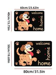 "Paw Print Party" Crystal Velvet Doormat, Cute Pet Welcome Mat, Brown & White Spotted Dog Pattern, Fun Interactive Paw Print Entryway Rug, Cozy Home Decor - Multicolor - View 8