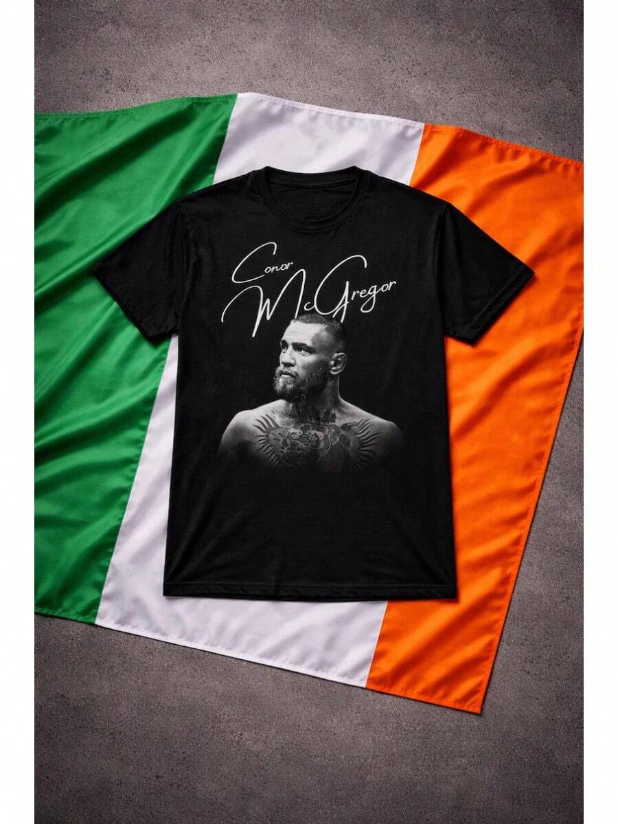 Conor McGregor Portrait And Signature T-Shirt, MMA Fighter Urban Style T-Shirt