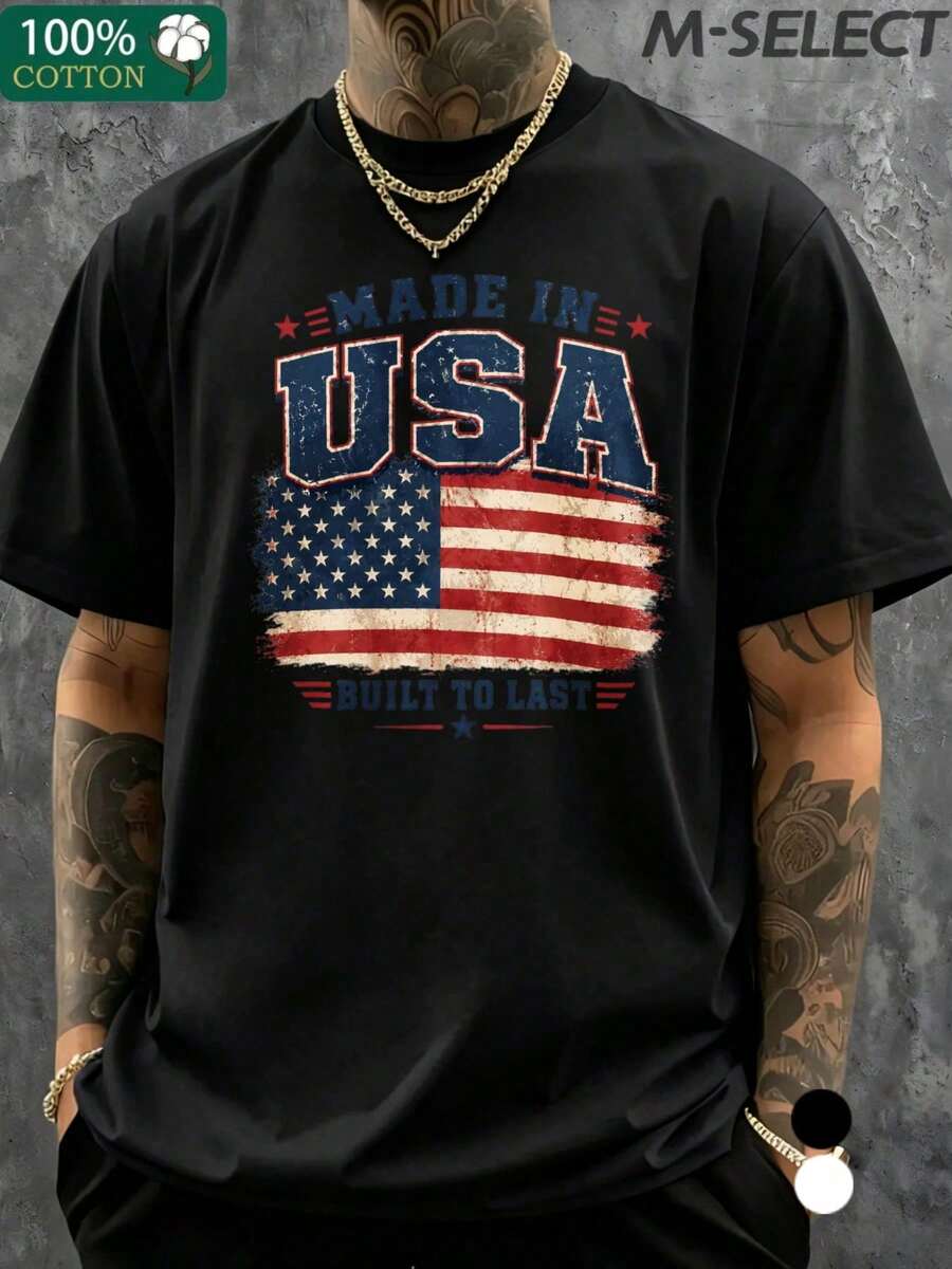 Perfect For Father's Day Or Everyday Wear. Men's Casual Short-Sleeved Crew Neck T-Shirt With A Print. They Make Excellent Gifts For Friends And Family On Father's Day. - 黑色 - 查看 1