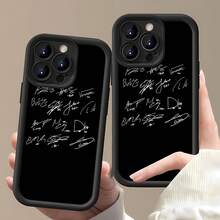 Firmas blancas de SEVENTEEN sobre fondo negro.funda de teléfono Fundas compatibles con ,Apple,VIVO,OPPO,,, y Honor.Fabricadas en silicona TPU,ofrecen protección contra golpes y caídas. - Negro - Ver 1