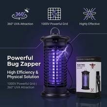 Electric Bug Zapper Indoor&Outdoor, 1000V High-Efficiency Mosquito Killer With Replaceable Purple UVA Bulbs, Fly Zapper Killer Detachable Collecting Tray For Home Patio Backyard Camping (PMMA0 - US A Type Plug(110-127V) - View 10