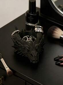 This Gothic Style Dragon Head Jewelry Tray Is A Dark Theme Desktop Ornament, Serving As Both A Practical Desktop Organizer And A Cool Decorative Piece, 3D Printed - New Model - View 4