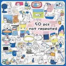 50pcs Original Hand-Drawn Simple Cartoon Bad Dog Home-Style Japanese Illustration Cute Decorative Milk Tea Cup Message Board Stickers - Original Bad Dog Staying Home - 2018 - View 11