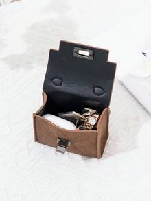 CHARM INFINITE Gantungan Kunci Tas Mini Vintage dengan Kunci Putar, Kotak Penyimpanan Earphone Kulit PU Portabel, Dompet Koin, Hiasan Tas Tangan - MultiWarna - View 10