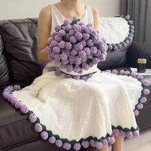 Crocheted Rose Bouquet Blanket, Suitable For Sofas And Shawls, A Romantic Gift For Valentine's Day, Weddings, And Anniversaries, Perfect For Ladies. - Multicolor - View 5