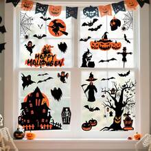 8/4 tấm dán kính Halloween, nhãn dán kính lâu đài Halloween tái sử dụng có thể tháo rời, decal trang trí tủ lạnh, phù hợp trang trí kính cửa sổ Halloween, dùng cho scrapbook, trang trí nhà cửa, phù thủy, lâu đài, bí ngô, dơi, nhện - Nhiều màu - Xem 3
